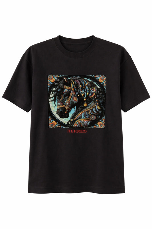 Черна тениска HERMES